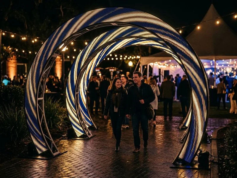 Custom arch structure with pixel-mapped LED