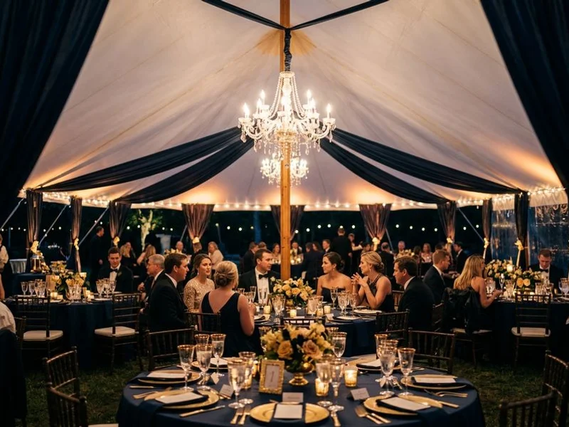 Sailcloth tent with chandelier