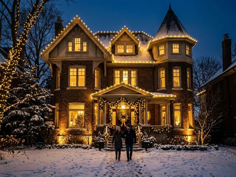 Christmas lighting on heritage home